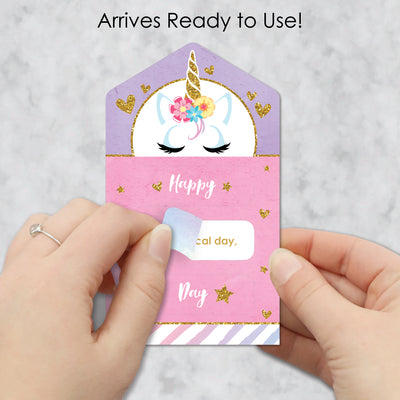 Rainbow Unicorn - Magical Unicorn Cards for Kids - Happy Valentine’s Day Pull Tabs - Set of 12