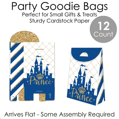 Royal Prince Charming - Baby Shower or Birthday Gift Favor Bags - Party Goodie Boxes - Set of 12