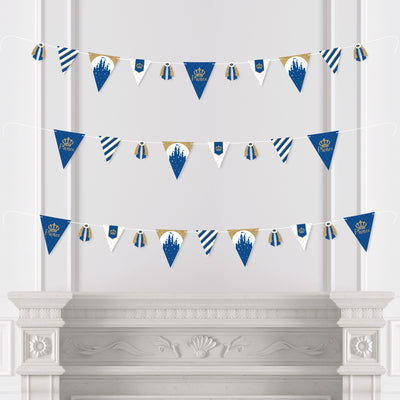 Royal Prince Charming - DIY Baby Shower or Birthday Party Pennant Garland Decoration - Triangle Banner - 30 Pieces