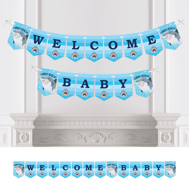 Shark Zone - Jawsome Shark Baby Shower Bunting Banner - Party Decorations - Welcome Baby