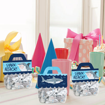 Shark Zone - DIY Jawsome Shark Party or Birthday Party Clear Goodie Favor Bag Labels - Candy Bags with Toppers - Set of 24