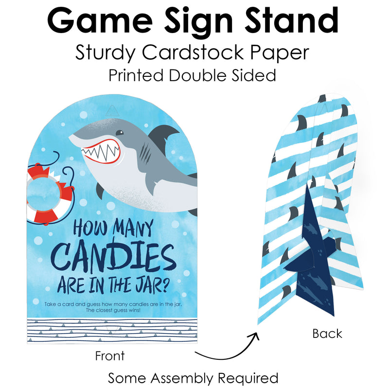 Shark Zone - How Many Candies Jawsome Shark Party or Birthday Party Game - 1 Stand and 40 Cards - Candy Guessing Game