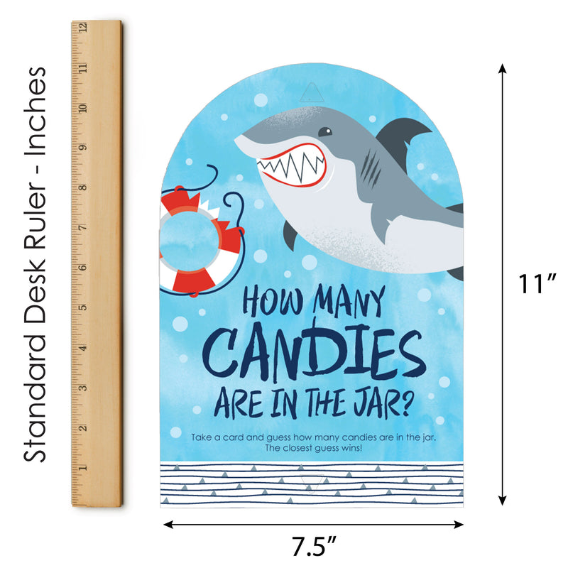 Shark Zone - How Many Candies Jawsome Shark Party or Birthday Party Game - 1 Stand and 40 Cards - Candy Guessing Game