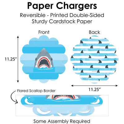 Shark Zone - Jawsome Shark Party or Birthday Party Paper Charger and Table Decorations - Chargerific Kit - Place Setting for 8