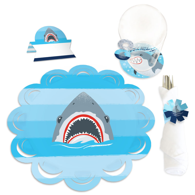 Shark Zone - Jawsome Shark Party or Birthday Party Paper Charger and Table Decorations - Chargerific Kit - Place Setting for 8