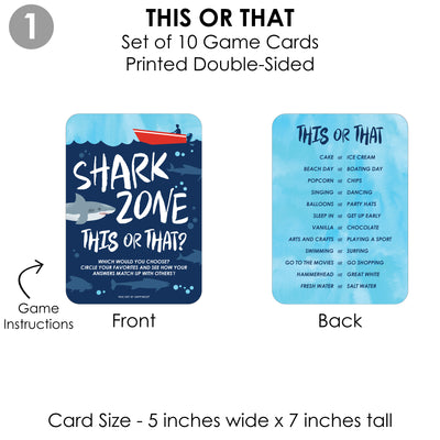 Shark Zone - 4 Jawsome Shark Party or Birthday Party Games - 10 Cards Each - Gamerific Bundle