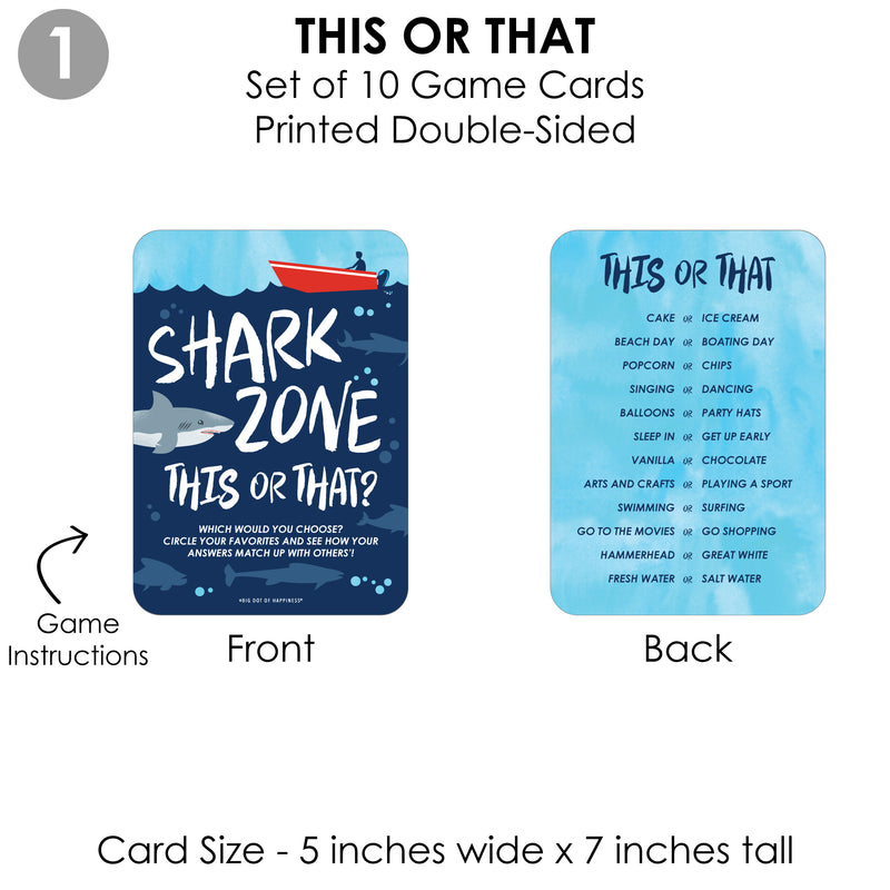 Shark Zone - 4 Jawsome Shark Party or Birthday Party Games - 10 Cards Each - Gamerific Bundle