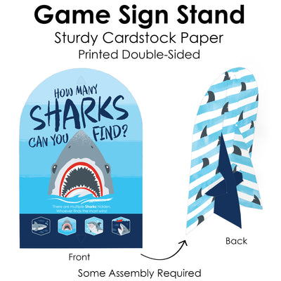 Shark Zone - Jawsome Shark Party or Birthday Party Scavenger Hunt - 1 Stand and 48 Game Pieces - Hide and Find Game