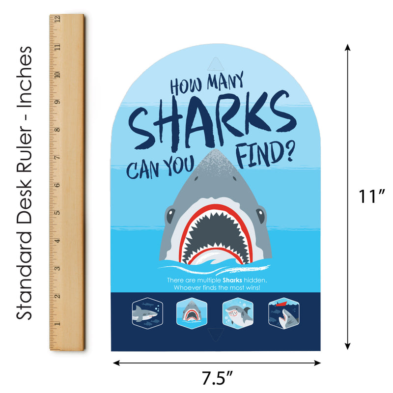 Shark Zone - Jawsome Shark Party or Birthday Party Scavenger Hunt - 1 Stand and 48 Game Pieces - Hide and Find Game