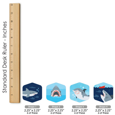 Shark Zone - Jawsome Shark Party or Birthday Party Scavenger Hunt - 1 Stand and 48 Game Pieces - Hide and Find Game