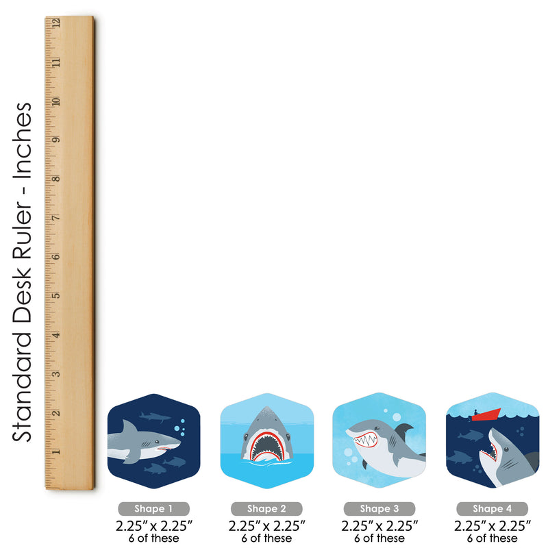 Shark Zone - Jawsome Shark Party or Birthday Party Scavenger Hunt - 1 Stand and 48 Game Pieces - Hide and Find Game