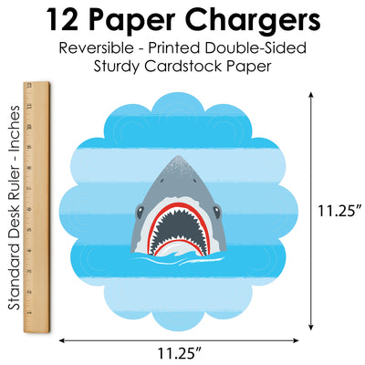 Shark Zone - Jawsome Shark Party or Birthday Party Round Table Decorations - Paper Chargers - Place Setting For 12