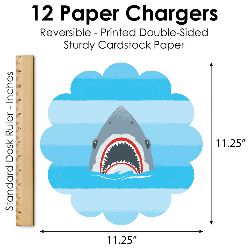 Shark Zone - Jawsome Shark Party or Birthday Party Round Table Decorations - Paper Chargers - Place Setting For 12