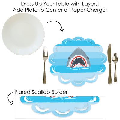 Shark Zone - Jawsome Shark Party or Birthday Party Round Table Decorations - Paper Chargers - Place Setting For 12