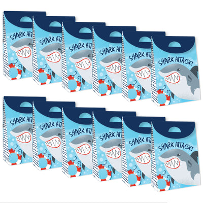 Shark Zone - Jawsome Shark Party or Birthday Gift Favor Bags - Party Goodie Boxes - Set of 12