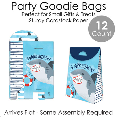 Shark Zone - Jawsome Shark Party or Birthday Gift Favor Bags - Party Goodie Boxes - Set of 12