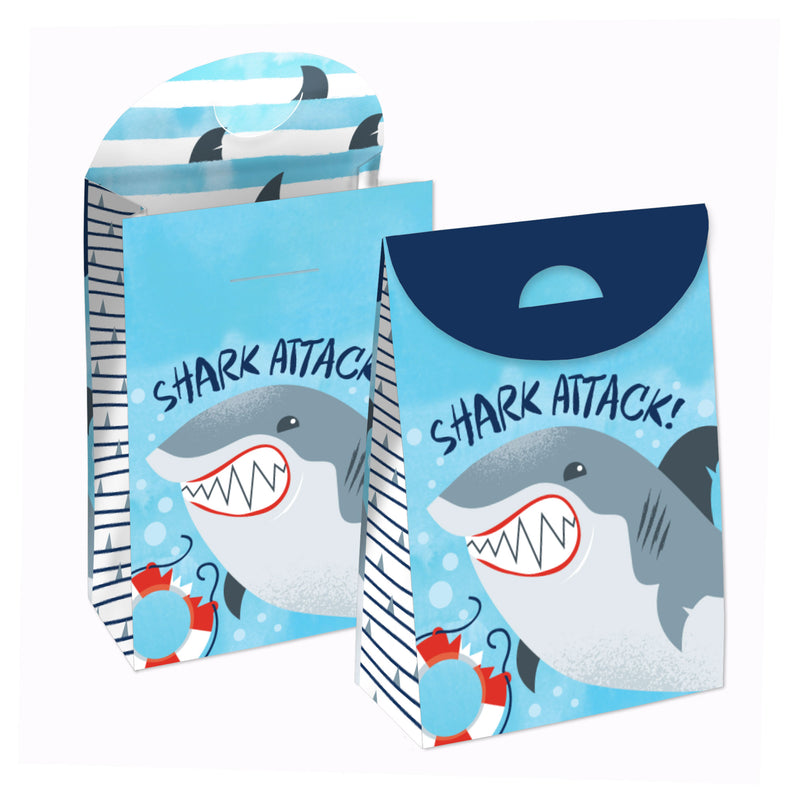 Shark Zone - Jawsome Shark Party or Birthday Gift Favor Bags - Party Goodie Boxes - Set of 12