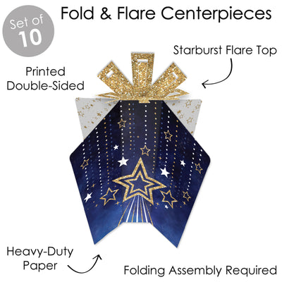 Starry Skies - Table Decorations - Gold Celestial Party Fold and Flare Centerpieces - 10 Count