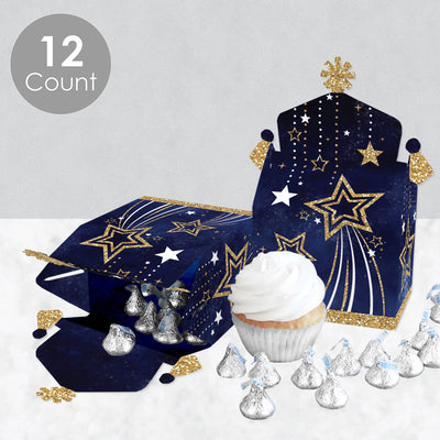 Starry Skies - Treat Box Party Favors - Gold Celestial Party Goodie Gable Boxes - Set of 12