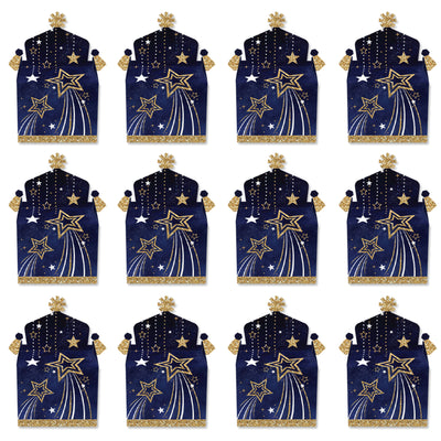 Starry Skies - Treat Box Party Favors - Gold Celestial Party Goodie Gable Boxes - Set of 12