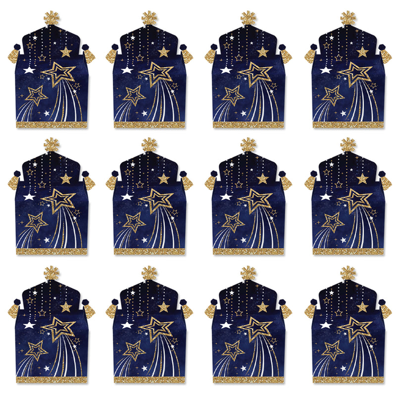 Starry Skies - Treat Box Party Favors - Gold Celestial Party Goodie Gable Boxes - Set of 12