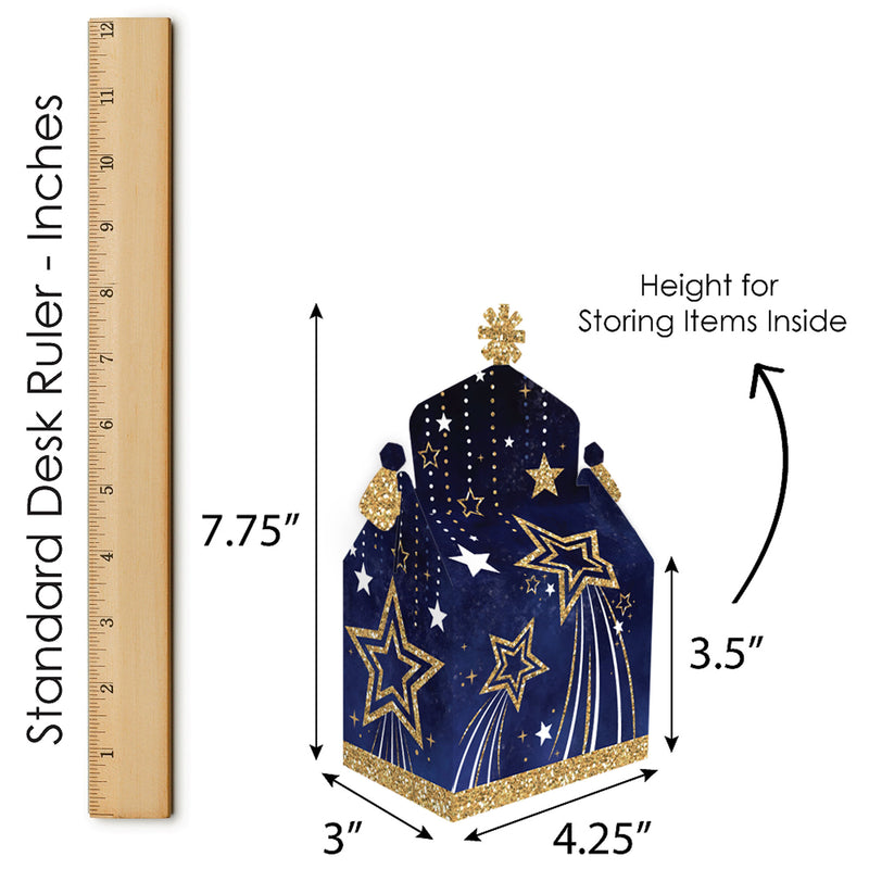 Starry Skies - Treat Box Party Favors - Gold Celestial Party Goodie Gable Boxes - Set of 12