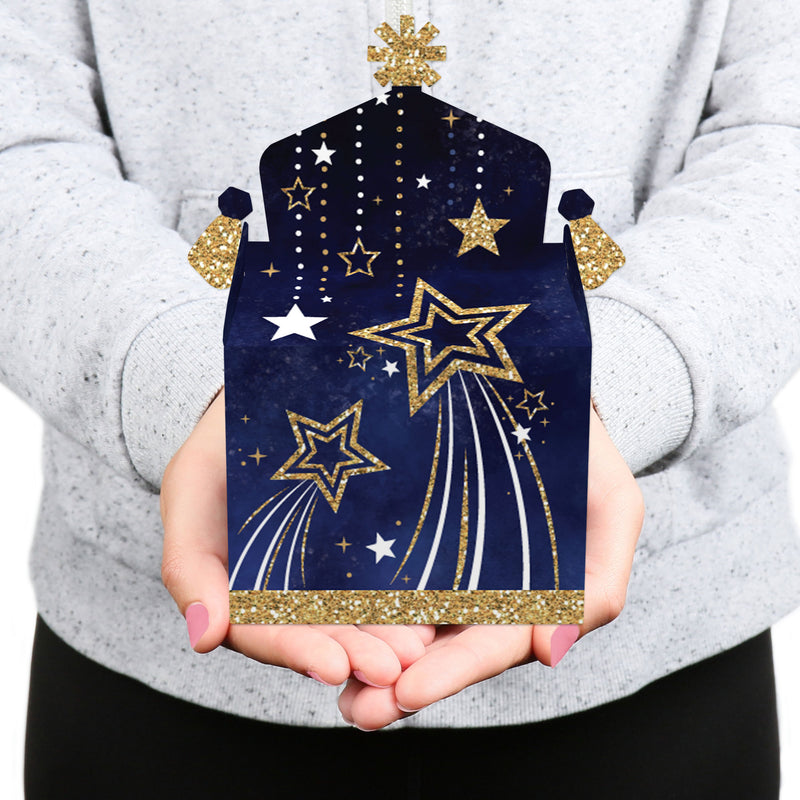 Starry Skies - Treat Box Party Favors - Gold Celestial Party Goodie Gable Boxes - Set of 12