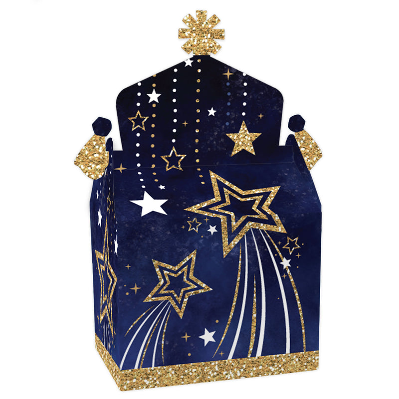 Starry Skies - Treat Box Party Favors - Gold Celestial Party Goodie Gable Boxes - Set of 12