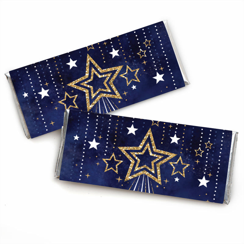 Starry Skies - Candy Bar Wrapper Gold Celestial Party Favors - Set of 24