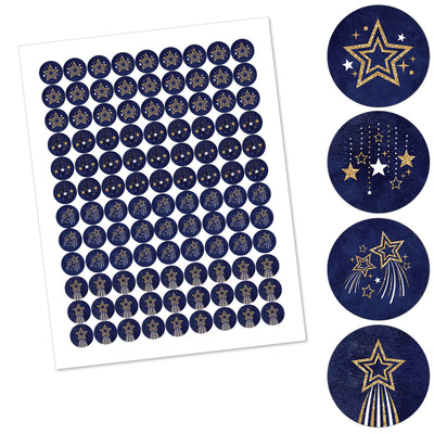 Starry Skies - Gold Celestial Party Round Candy Sticker Favors - Labels Fit Chocolate Candy (1 sheet of 108)