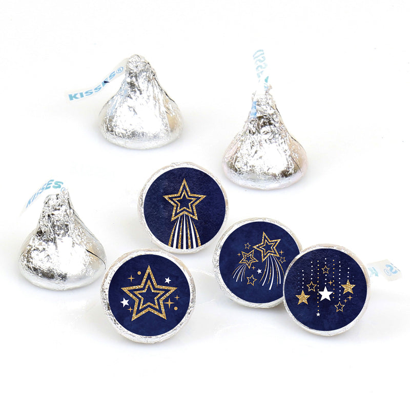 Starry Skies - Gold Celestial Party Round Candy Sticker Favors - Labels Fit Chocolate Candy (1 sheet of 108)