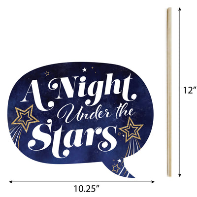 Starry Skies - Personalized Gold Celestial Party Photo Booth Props Kit - 20 Count