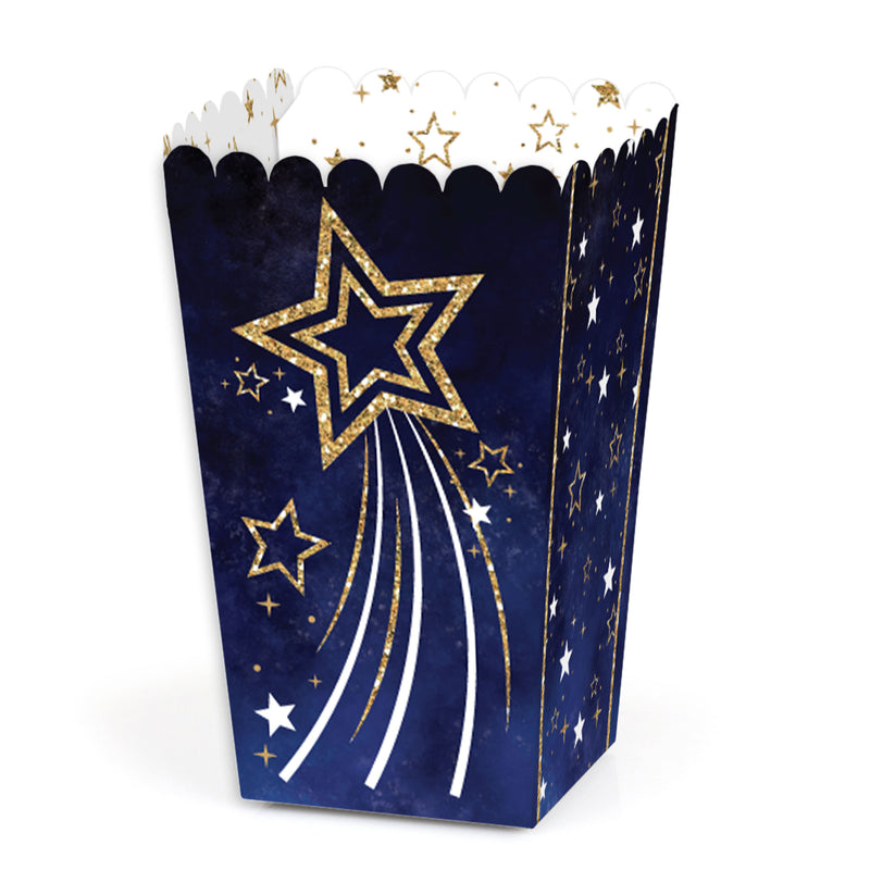 Starry Skies - Gold Celestial Party Favor Popcorn Treat Boxes - Set of 12