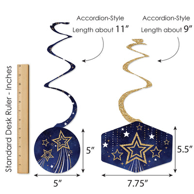 Starry Skies - Gold Celestial Party Hanging Decor - Party Decoration Swirls - Set of 40