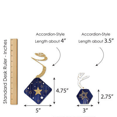 Starry Skies - Gold Celestial Party Hanging Decor - Party Decoration Swirls - Set of 40