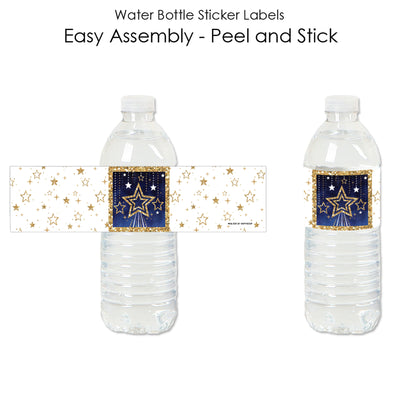 Starry Skies - Gold Celestial Party Water Bottle Sticker Labels - Set of 20