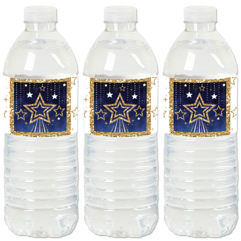 Starry Skies - Gold Celestial Party Water Bottle Sticker Labels - Set of 20