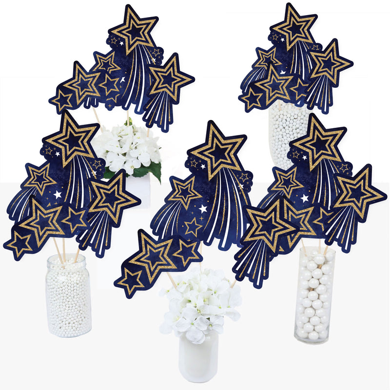 Starry Skies - Gold Celestial Party Centerpiece Sticks - Table Toppers - Set of 15