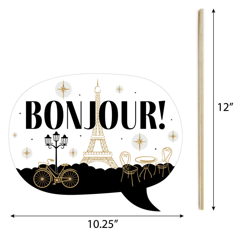 Stars Over Paris - Personalized Parisian Themed Party Photo Booth Props Kit - 20 Count