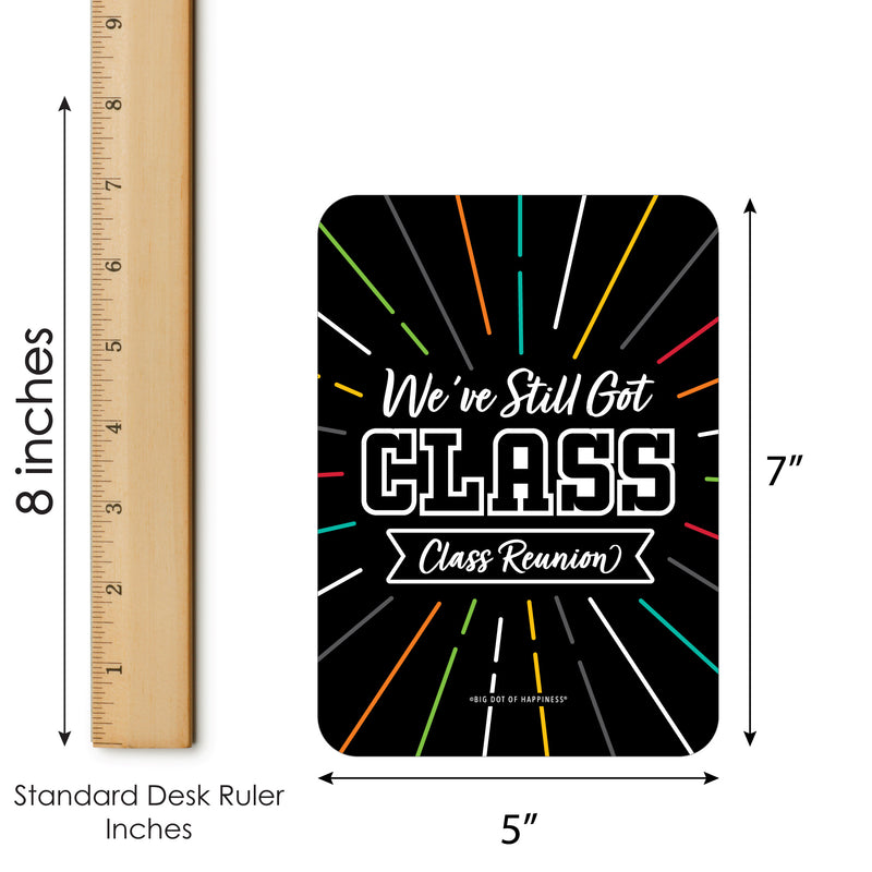 Still Got Class - Find the Guest Bingo Cards and Markers - High School Reunion Party Shaped Bingo Game - Set of 18