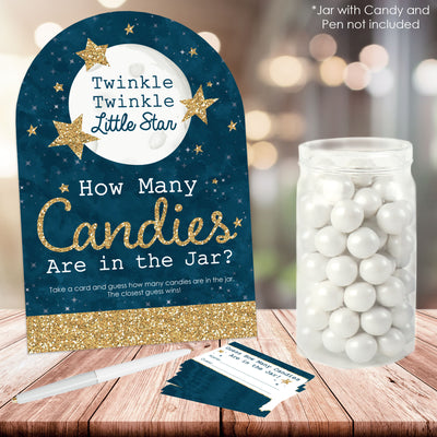 Twinkle Twinkle Little Star - How Many Candies Baby Shower or Birthday Party Game - 1 Stand and 40 Cards - Candy Guessing Game