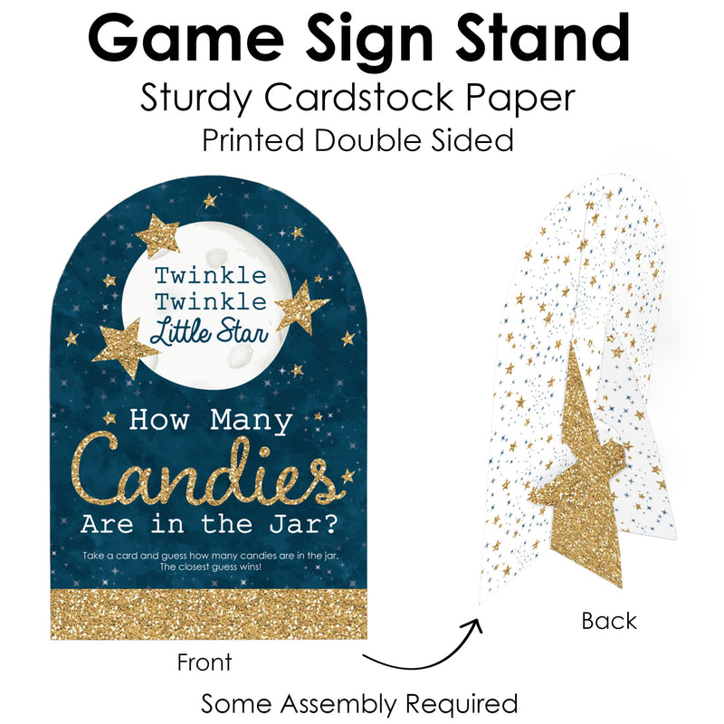 Twinkle Twinkle Little Star - How Many Candies Baby Shower or Birthday Party Game - 1 Stand and 40 Cards - Candy Guessing Game