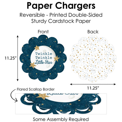 Twinkle Twinkle Little Star - Baby Shower or Birthday Party Paper Charger and Table Decorations - Chargerific Kit - Place Setting for 8