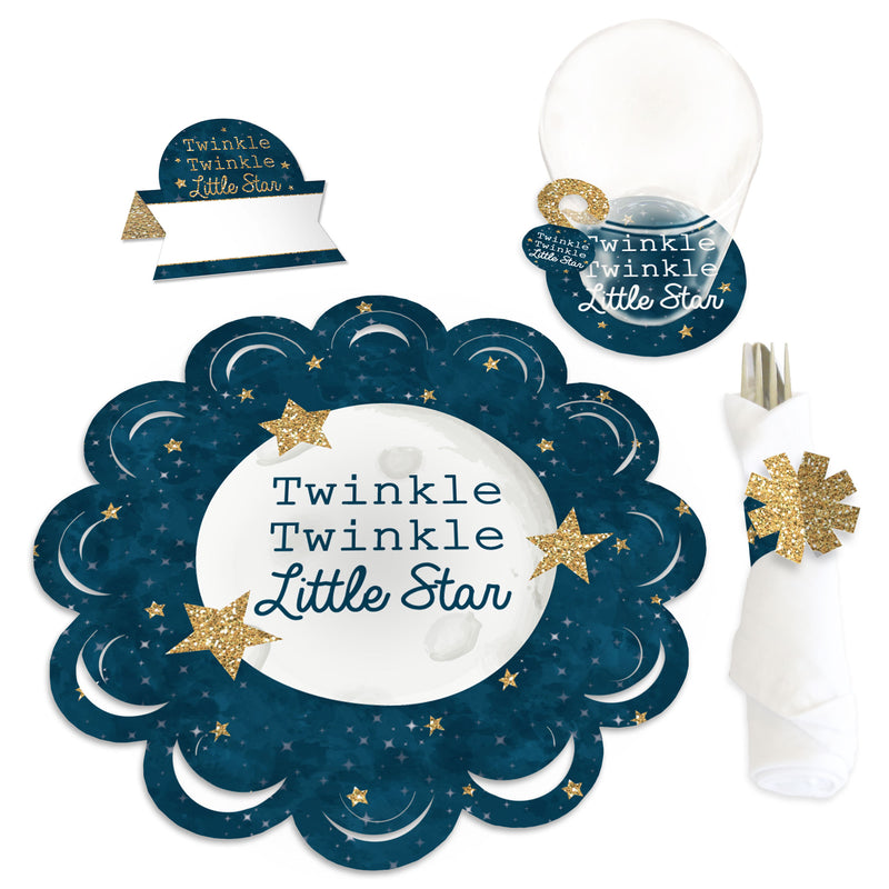 Twinkle Twinkle Little Star - Baby Shower or Birthday Party Paper Charger and Table Decorations - Chargerific Kit - Place Setting for 8