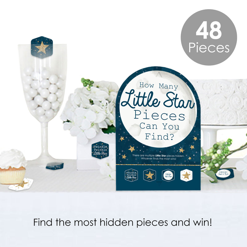 Twinkle Twinkle Little Star - Baby Shower or Birthday Party Scavenger Hunt - 1 Stand and 48 Game Pieces - Hide and Find Game