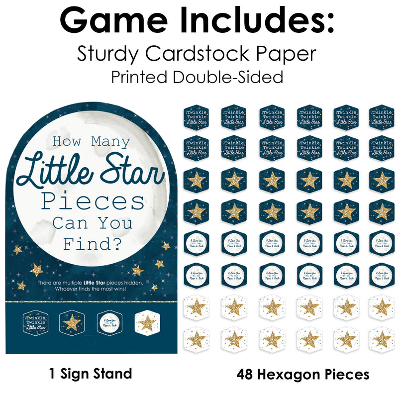 Twinkle Twinkle Little Star - Baby Shower or Birthday Party Scavenger Hunt - 1 Stand and 48 Game Pieces - Hide and Find Game