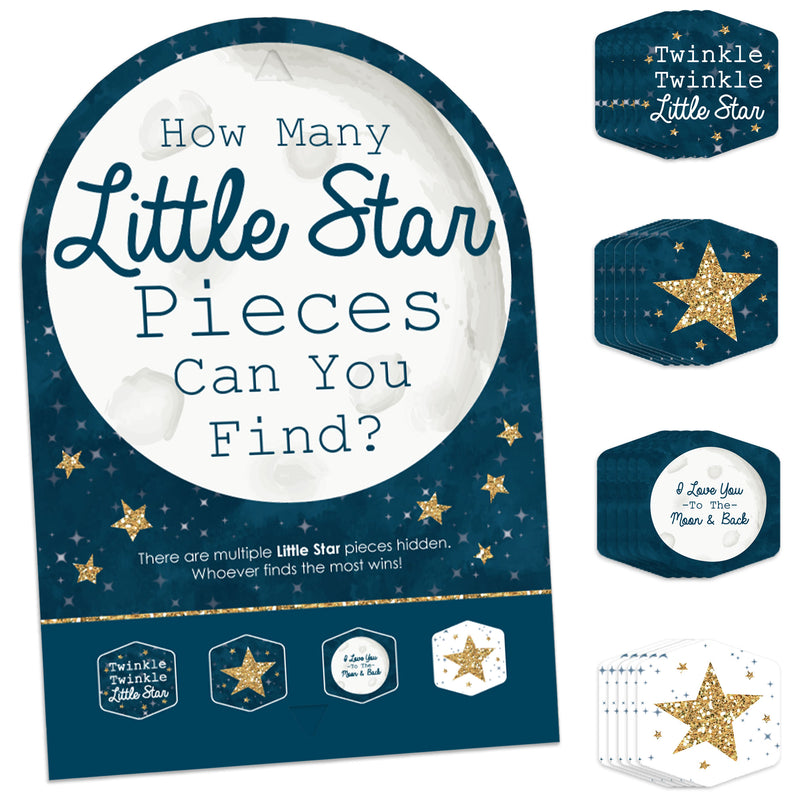 Twinkle Twinkle Little Star - Baby Shower or Birthday Party Scavenger Hunt - 1 Stand and 48 Game Pieces - Hide and Find Game