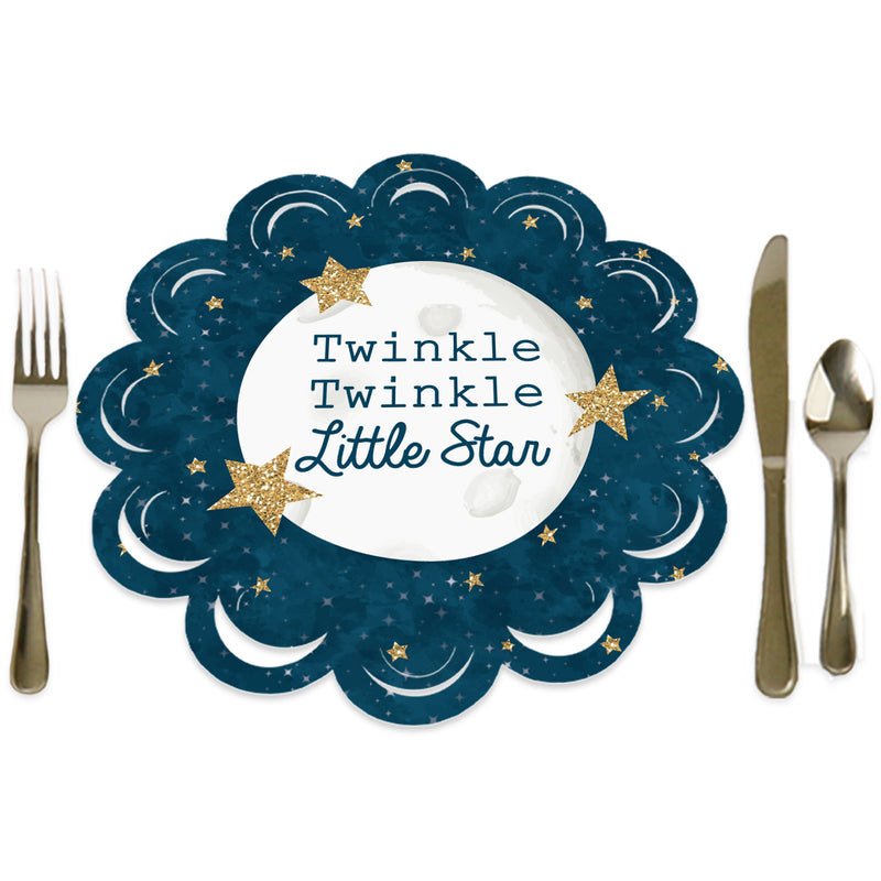 Twinkle Twinkle Little Star - Baby Shower or Birthday Party Round Table Decorations - Paper Chargers - Place Setting For 12