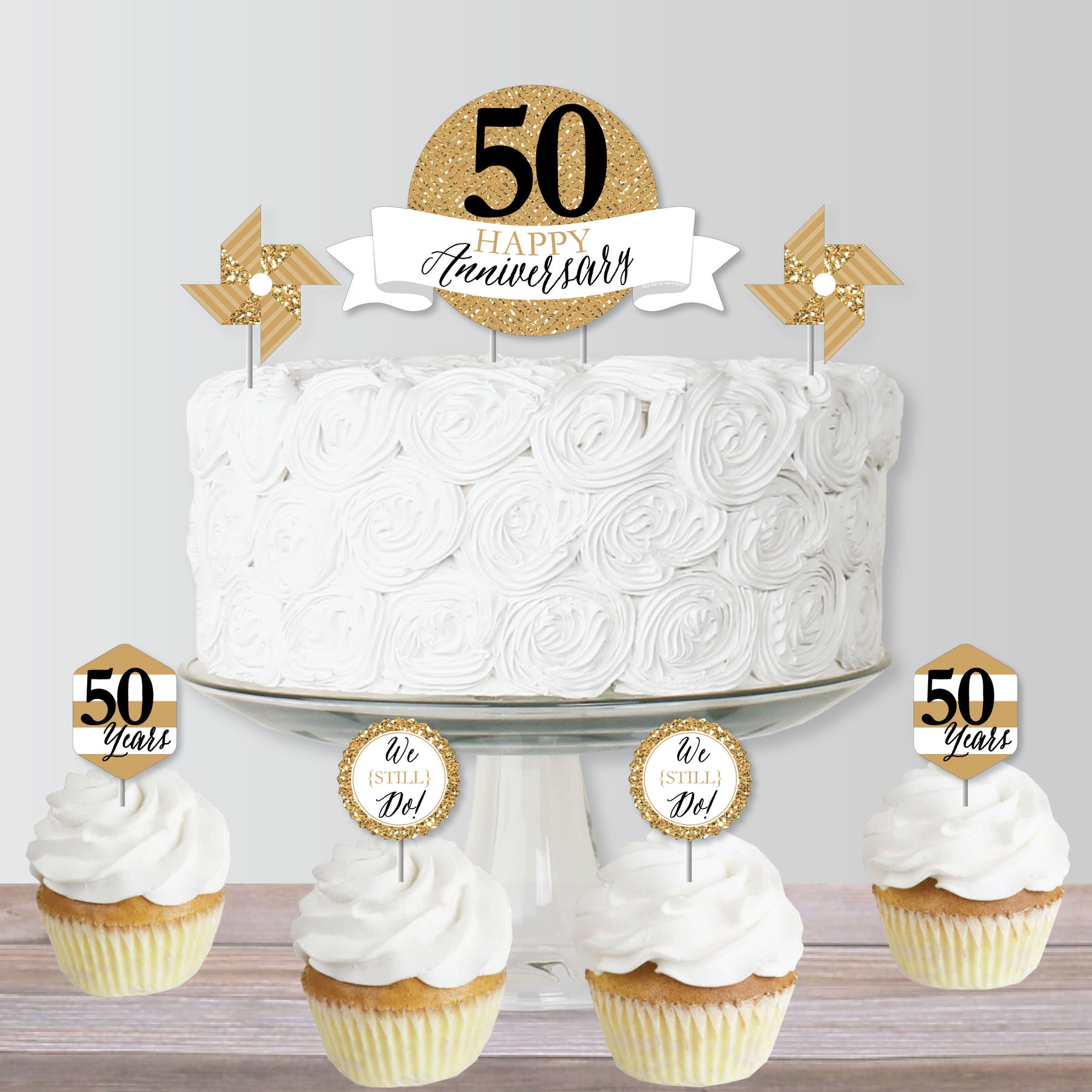 Happy 50th Birthday or 50th Anniversary Cake Topper