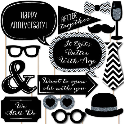 Wedding Anniversary - Photo Booth Props Kit - 20 Count